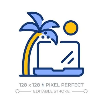 Digital nomad pixel perfect line color icon Illustrazione stock