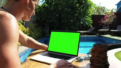 Digital Nomad Reading About Your Product Stock Footage 119808143