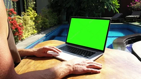 Digital Nomad Worker Seeing Something Cool on Screen Chroma Key Stock Footage 119808152