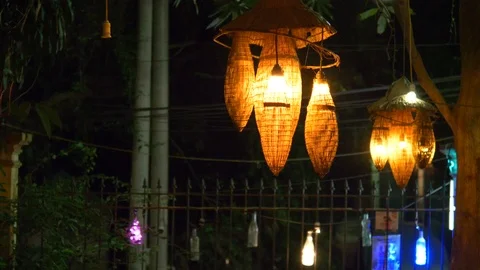 Digital nomad working on laptop at night outdoors Stock Footage 108724633