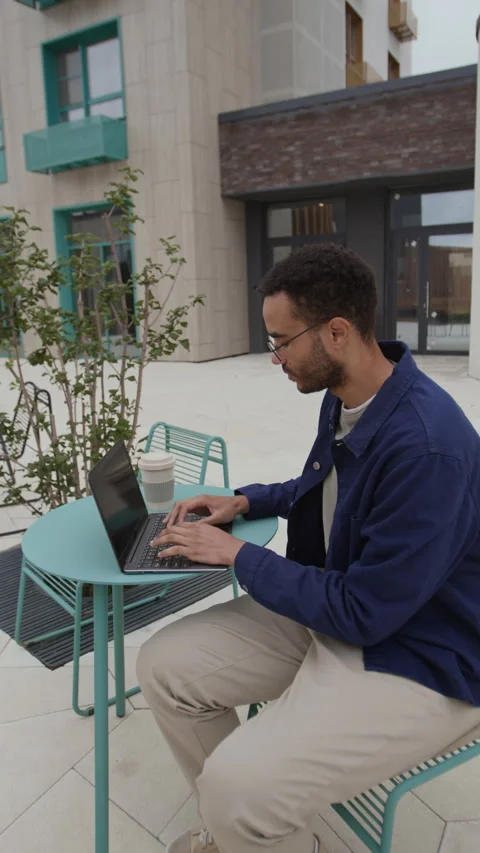 Digital Nomad Working at Table Stock Footage 320014291
