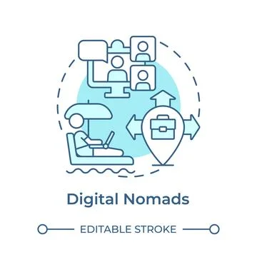 Digital nomads soft blue concept icon Illustrazione stock