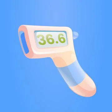 Digital non contact thermometer with screen, icon Stock Illustration