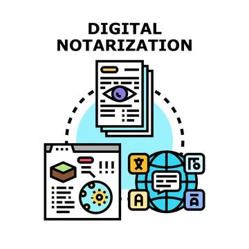 Digital notarization process for global document authentication Stock Illustration