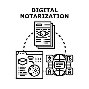 Digital notarization process for global document authentication Stock Illustration