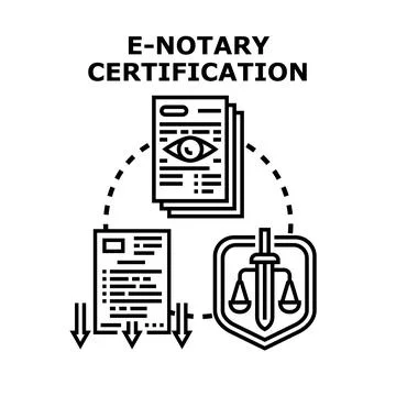 Digital notary certification process for secure legal documents Stock Illustration