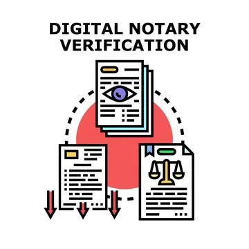 Digital notary verification process loop concept 스톡 일러스트