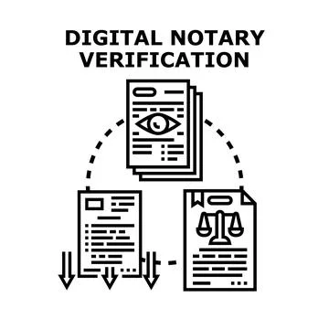 Digital notary verification process loop concept Stock Illustration