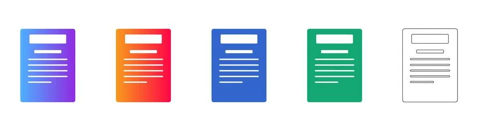 Digital Note and Document Icon Set Stock Illustration