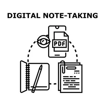 Digital note taking process combining traditional and modern methods Stock Illustration