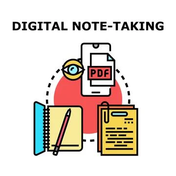 Digital note taking process combining traditional and modern methods Stock Illustration