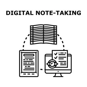 Digital note taking system connecting various devices Stock-Illustration