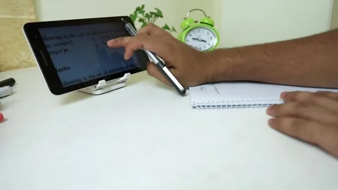Digital Note-Taking with Tablet and Stylus Stock Footage 320726564