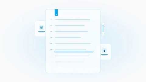 Digital notebook interface with bulleted list appearing on screen. 4K 스톡 동영상 342898372