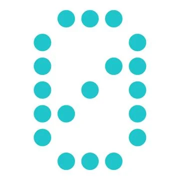 Digital number 0 zero display board round dot Illustrazione stock