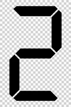Digital number 2 (black letter on white background) Stock Illustration