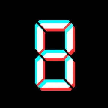 Digital number with 3d effect Electronic figure of number eight Stock Illustration