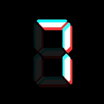 Digital number with 3d effect Electronic figure of number seven Stock Illustration