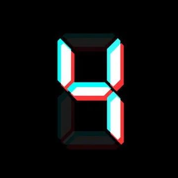 Digital number with 3d effect Electronic figure of number four Stock Illustration
