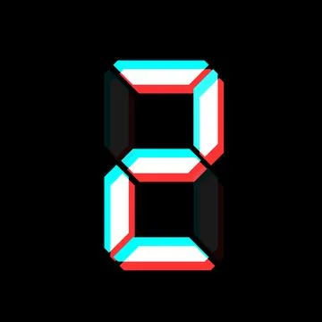 Digital number with 3d effect Electronic figure of number two Stock Illustration