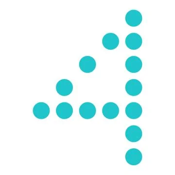 Digital number 4 four display board round dot Illustrazione stock