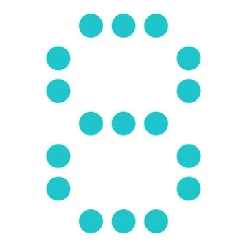 Digital number 8 eight display board round dot Illustrazione stock