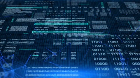 Digital Number Binary Code Futuristic User Interface Random Selection Stock Footage 307049065