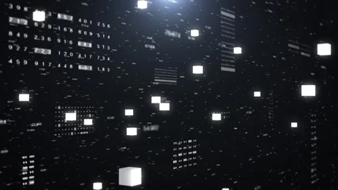 Digital number data sampling code perspective view fly through 4K motion Stock Footage 312849771