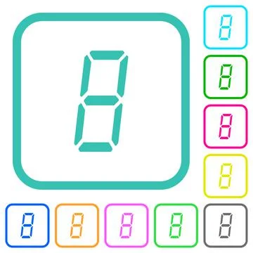 Digital number eight of seven segment type vivid colored flat icons Stock Illustration