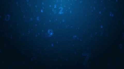 Digital number field background visual with blue floating digits, dark data spac Stock Footage 340551920