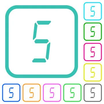 Digital number five of seven segment type vivid colored flat icons Stock Illustration