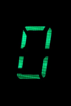 Digital number nil or zero in green on black background Foto stock