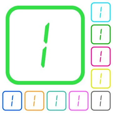 Digital number one of seven segment type vivid colored flat icons Stock Illustration