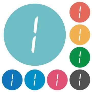 Digital number one of seven segment type flat round icons Stock Illustration