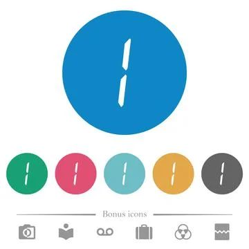 Digital number one of seven segment type flat round icons Stock Illustration