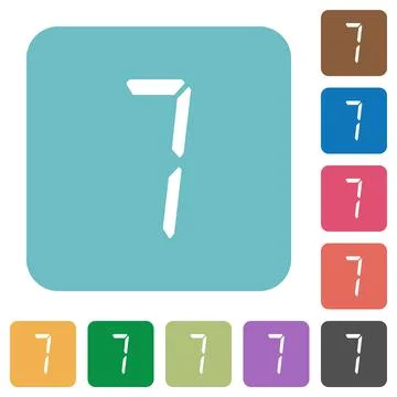 Digital number seven of seven segment type flat round icons Stock Illustration