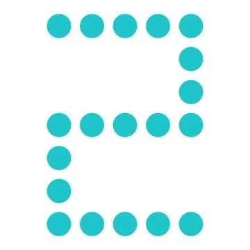 Digital number two 2 display board round dot Stock Illustration