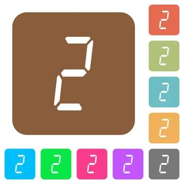 Digital number two of seven segment type rounded square flat icons Stock Illustration