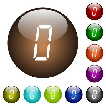 Digital number zero of seven segment type color glass buttons Stock Illustration