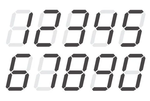 Digital numbers 0 - 9 on white background. digital numbers symbol. Illustrazione stock