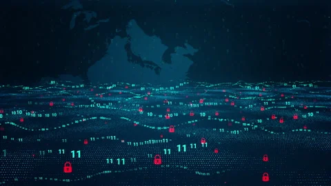 Digital Numbers and Cybersecurity Abstract Wave Background Stock Footage 338448040
