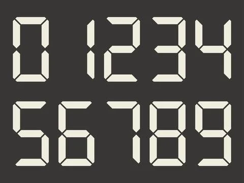 Digital numbers on a black background.  Seven-segment display. Stock Illustration