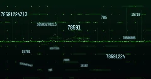 Digital numbers floating in dark space, representing data analysis and Stock Photos
