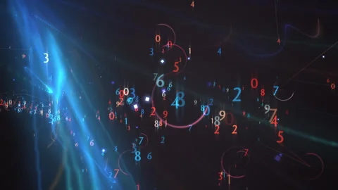 Digital Numbers Floating in Neon Space Futuristic Data Visualization Video stock 320054979