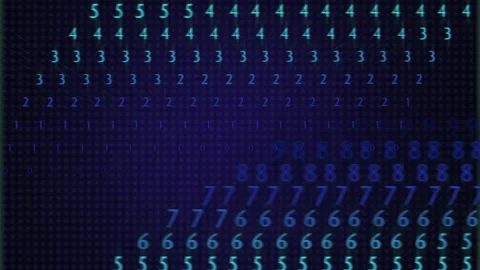 Digital Numbers Flowing On Dark Screen Neon Glow Matrix Style Video stock 318958950