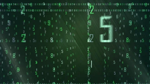 Digital Numbers Flowing In Green Matrix Style Video stock 322008648