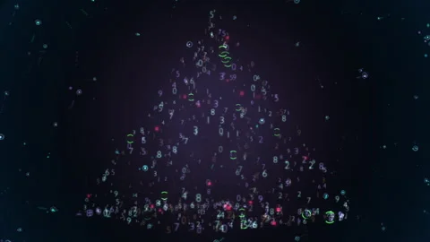 Digital Numbers Form Glowing Pyramid in Dark Abstract Tech Scene Stock Footage 320685701
