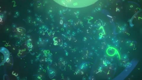 Digital Numbers Glowing Data, Technology Particles Flow Stock Footage 336247136