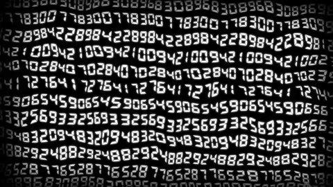 Digital numbers matrix animation displays wavy tracking rows over black. Nu.. Stock Footage 341128813