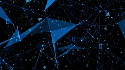 Digital Numbers Motion Graphic background with Triangles and lines and dots Stock Footage 244833560